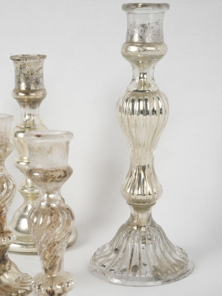 Shimmering antique decorative glass candlesticks