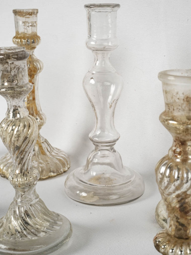Classic patina-enhanced mercury stick candles