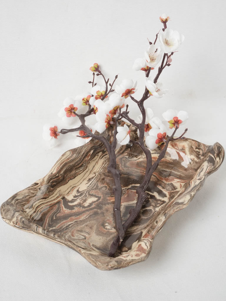 French handmade earthy pottery platter