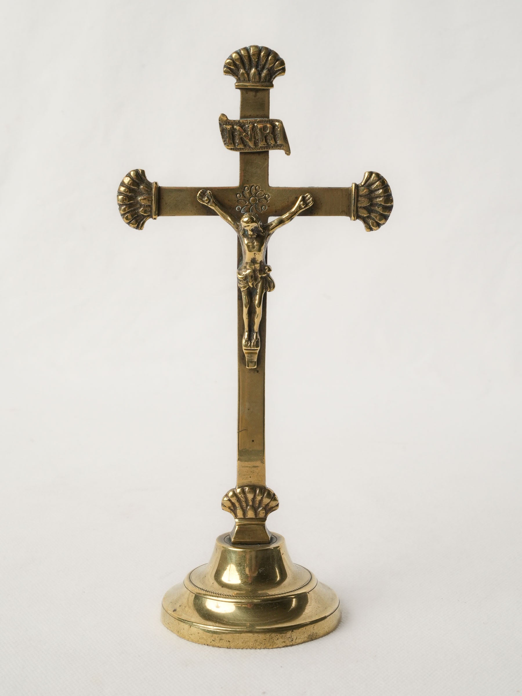 Post-Revolution 19th-Century French Brass Standing Crucifix