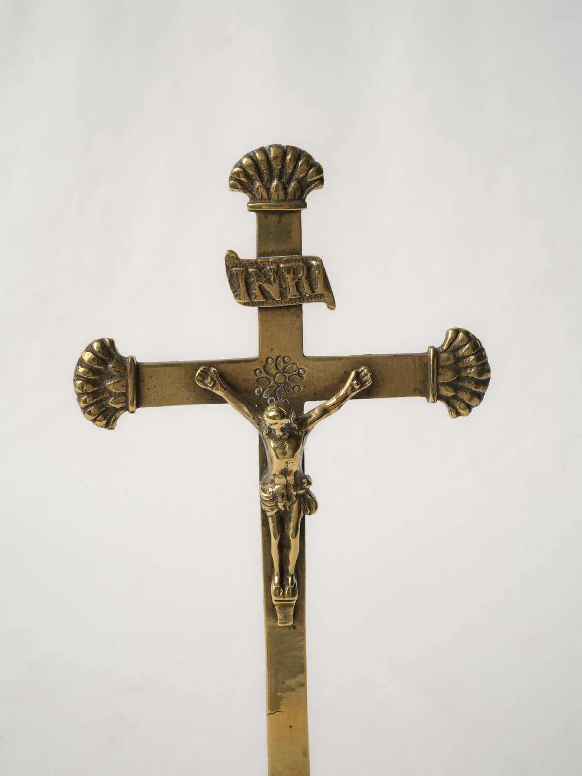 Post-Revolution 19th-Century French Brass Standing Crucifix