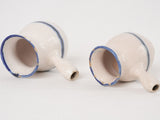 Two small milk pitchers with blue & white stripes - Martres Tolosane 4¼"