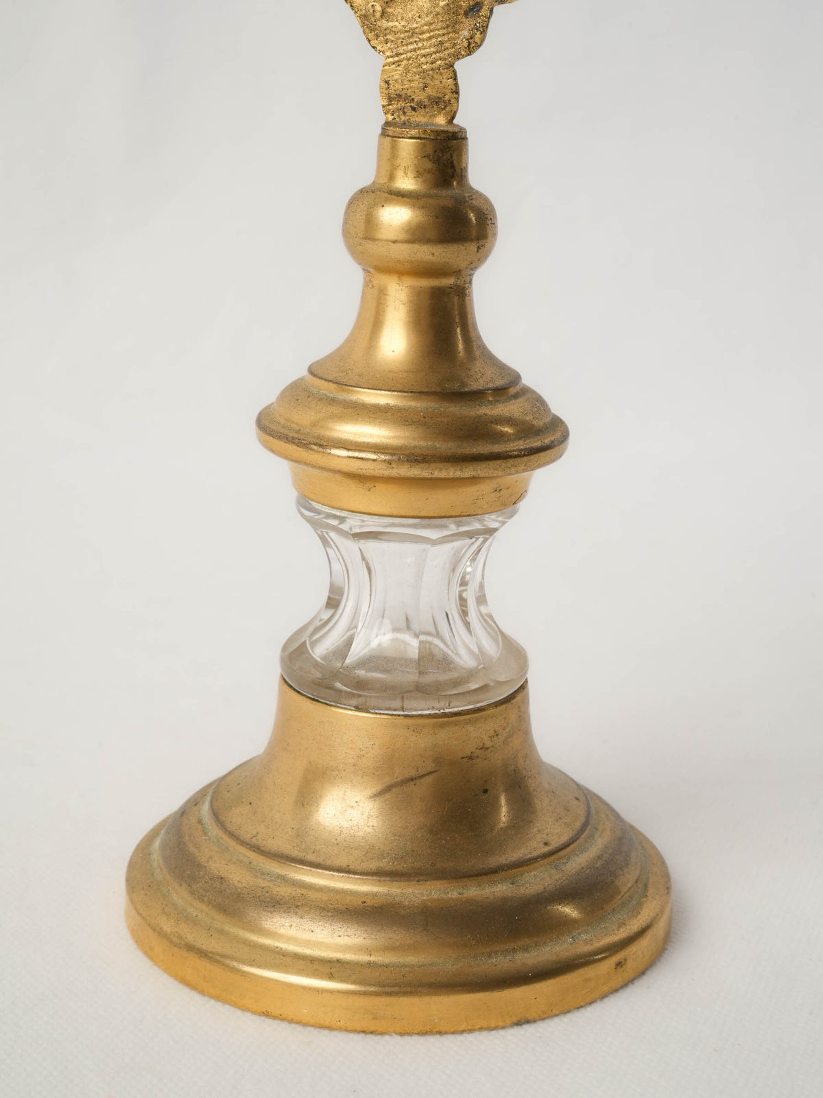 Post-Revolution 19th-Century French Brass and Crystal Reliquary Crucifix