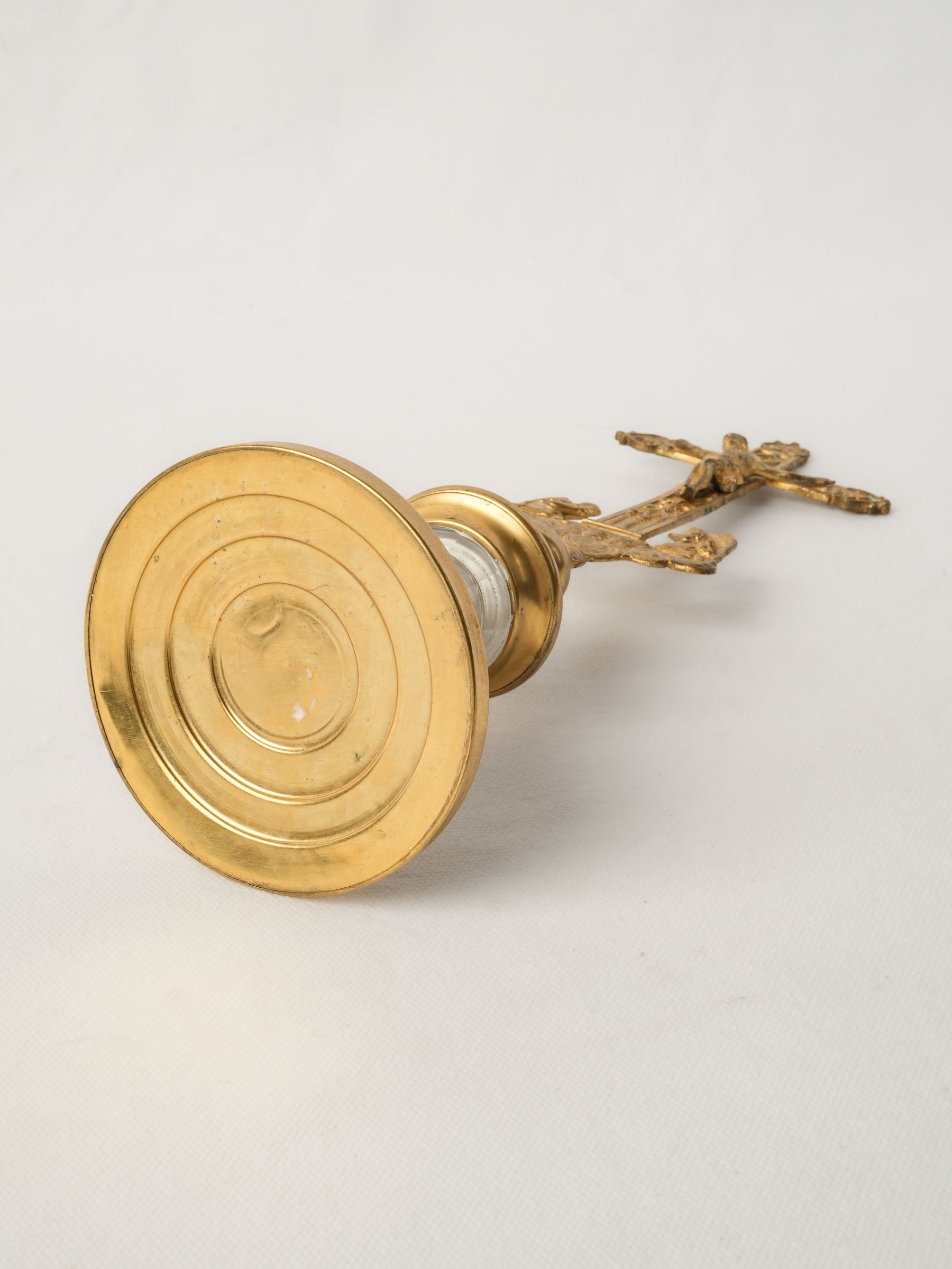 Post-Revolution 19th-Century French Brass and Crystal Reliquary Crucifix