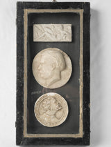 Vintage glass-covered relief round medallions