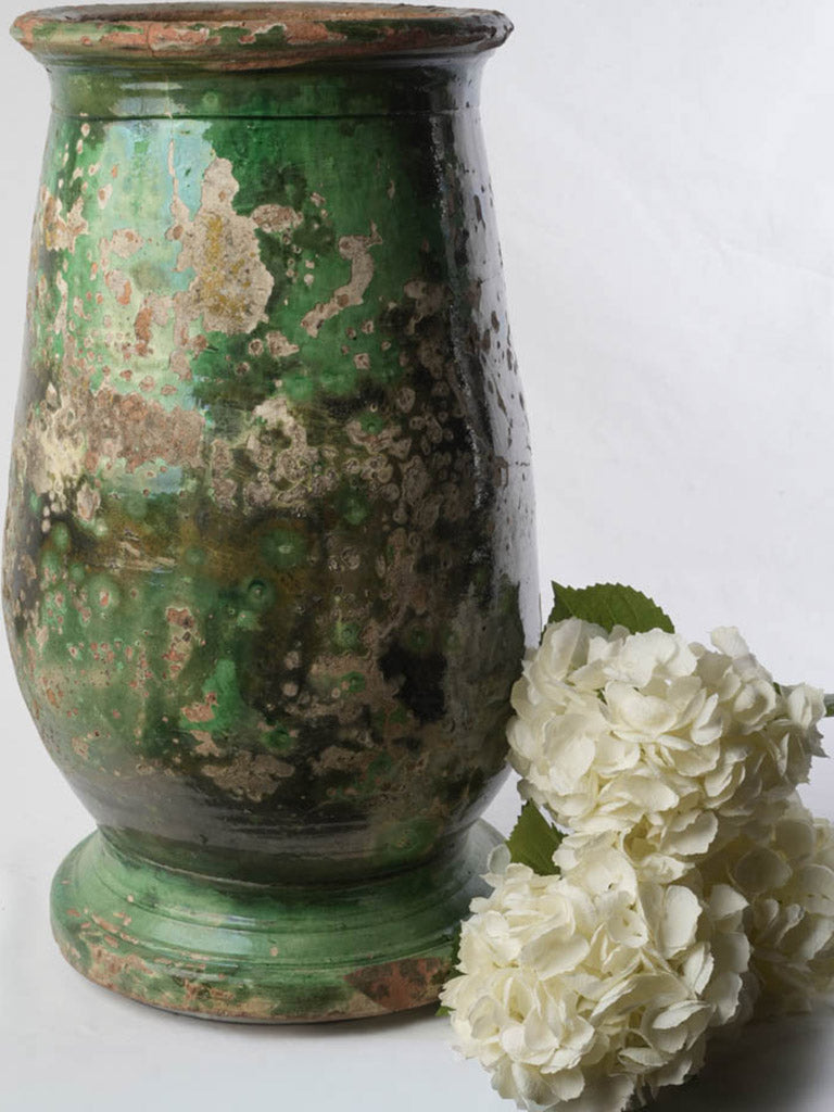 18th Century Tournac Green Glazed Jar w/ Beautiful Timeworn Patina - 26¾"
