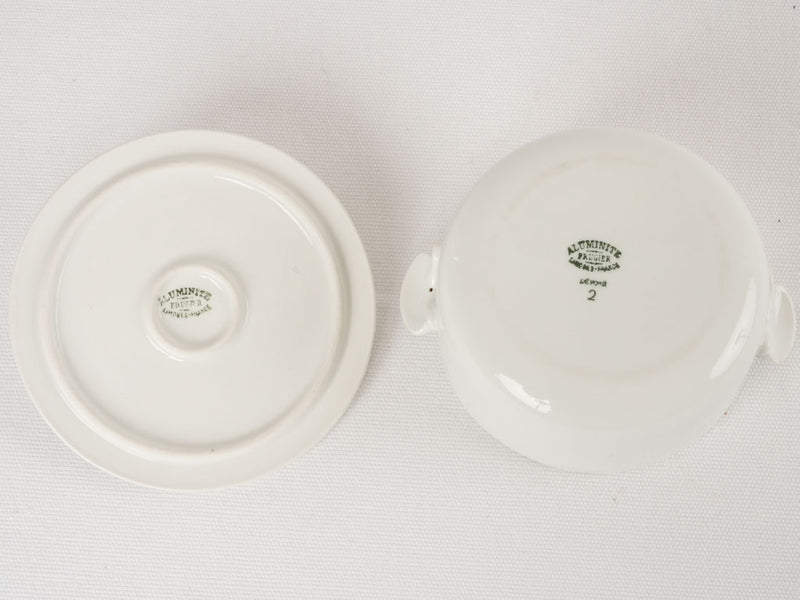 Very small tureen w/ flat lid - white 4"