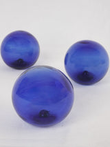 3 antique blue blown glass balls 3¼"