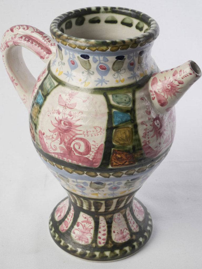 Large 1960s Keraluc Quimper Hand-Painted Ceramic Jug by André L’Helguen - 14¼"