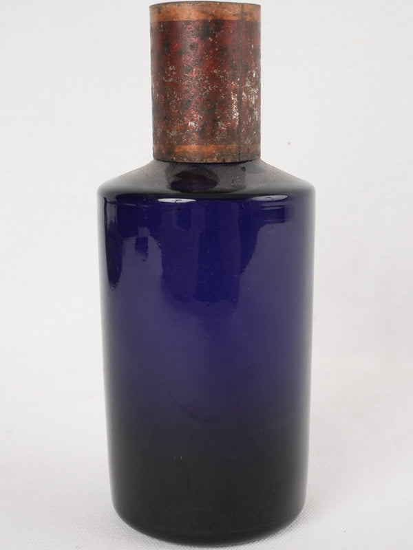 Vintage cobalt glass medicine container