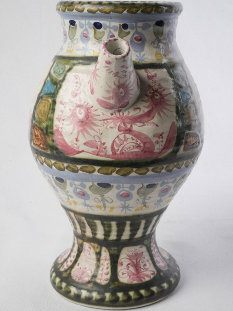 Large 1960s Keraluc Quimper Hand-Painted Ceramic Jug by André L’Helguen - 14¼"