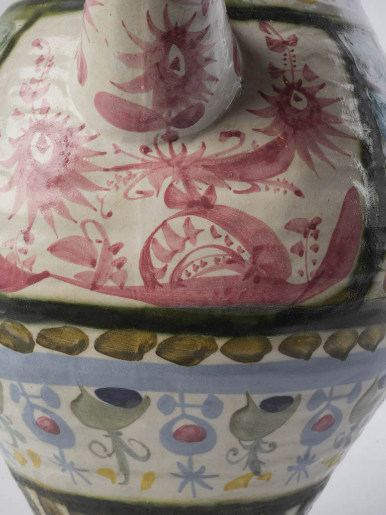 Large 1960s Keraluc Quimper Hand-Painted Ceramic Jug by André L’Helguen - 14¼"