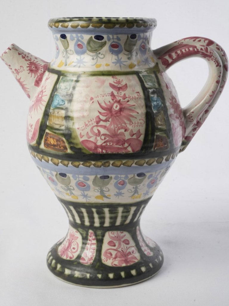 Large 1960s Keraluc Quimper Hand-Painted Ceramic Jug by André L’Helguen - 14¼"