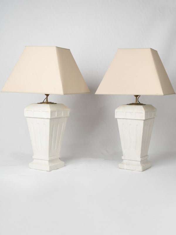 Antique Carrara marble column lamps