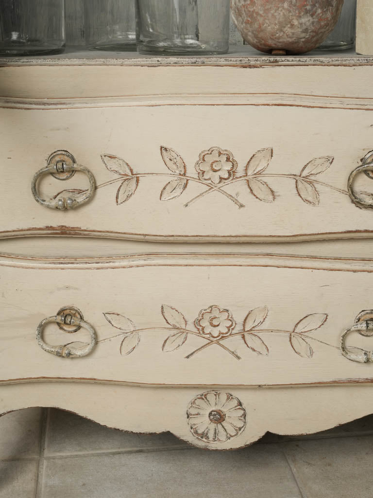 Delicate Hand-Painted French Hutch with Floral Details
