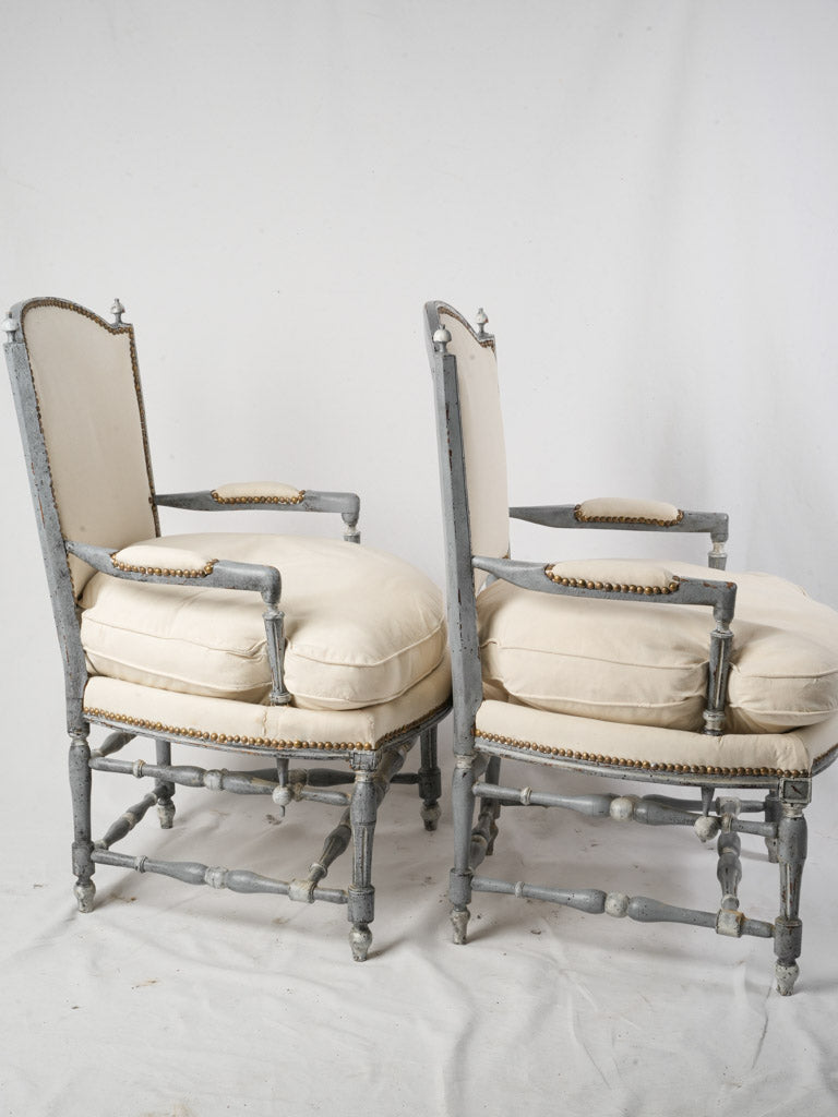 Rustic natural linen armchairs