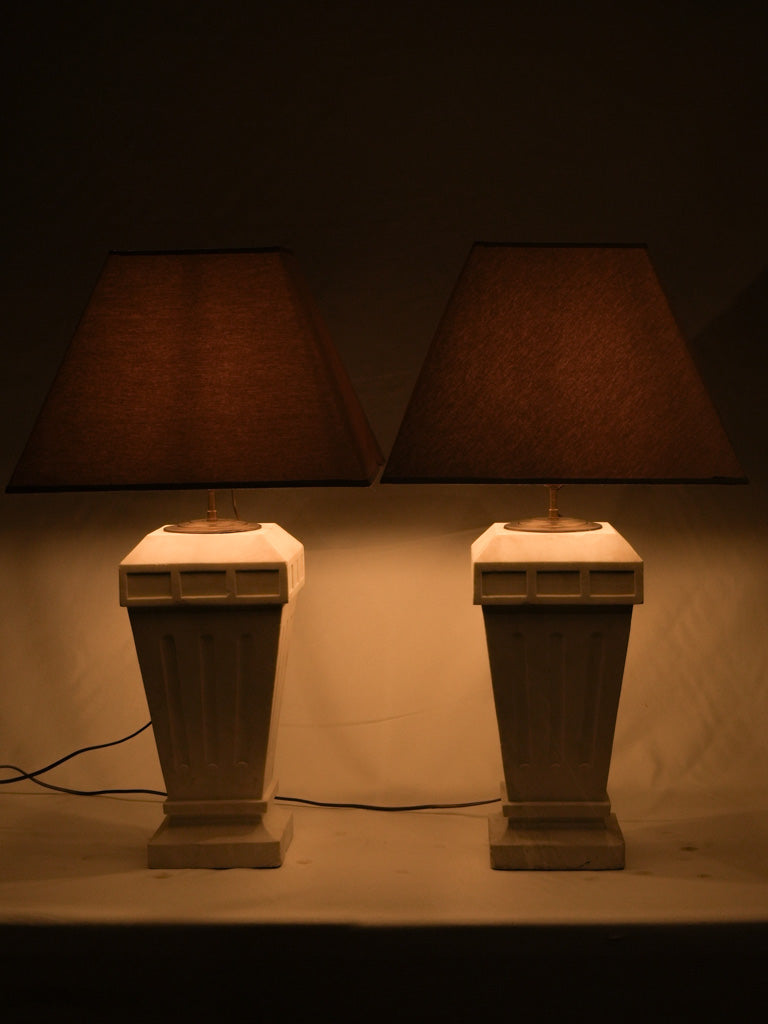 Vintage Carrara marble table lamps