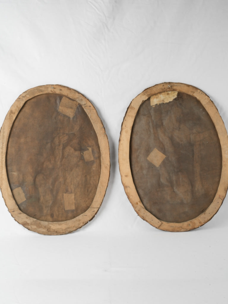 Storied oval antique Italian canvases