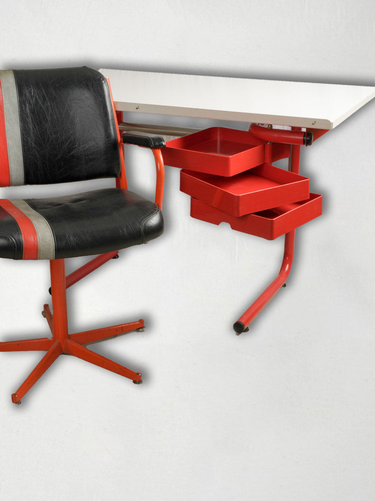 Retro Red Architect Desk