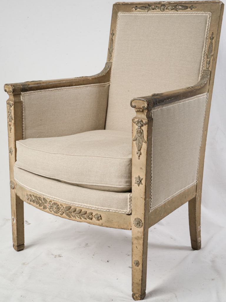 French Directoire Period Painted Beech Bergère Armchair - 36½"