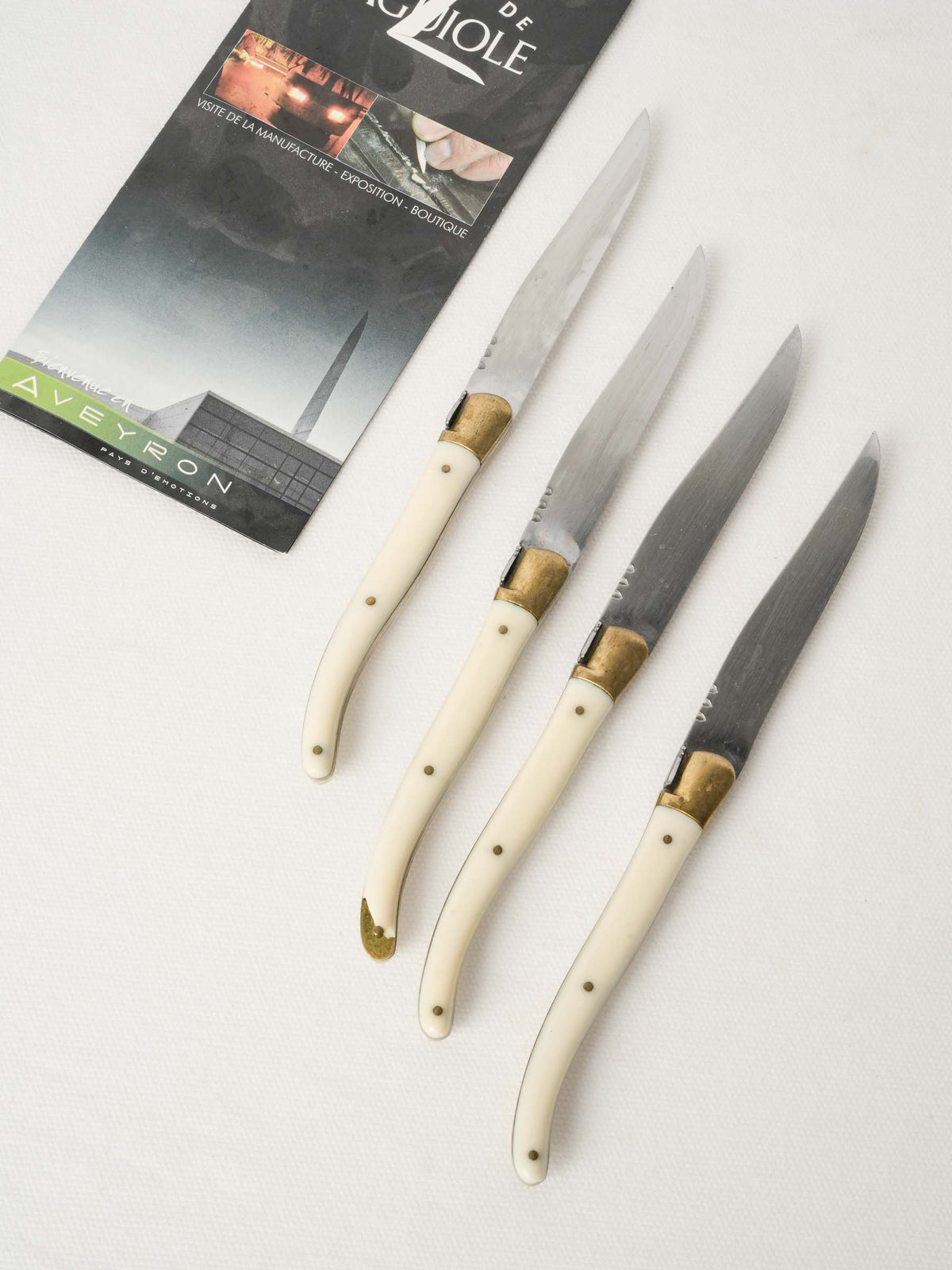 Timeless white-handled steak knives