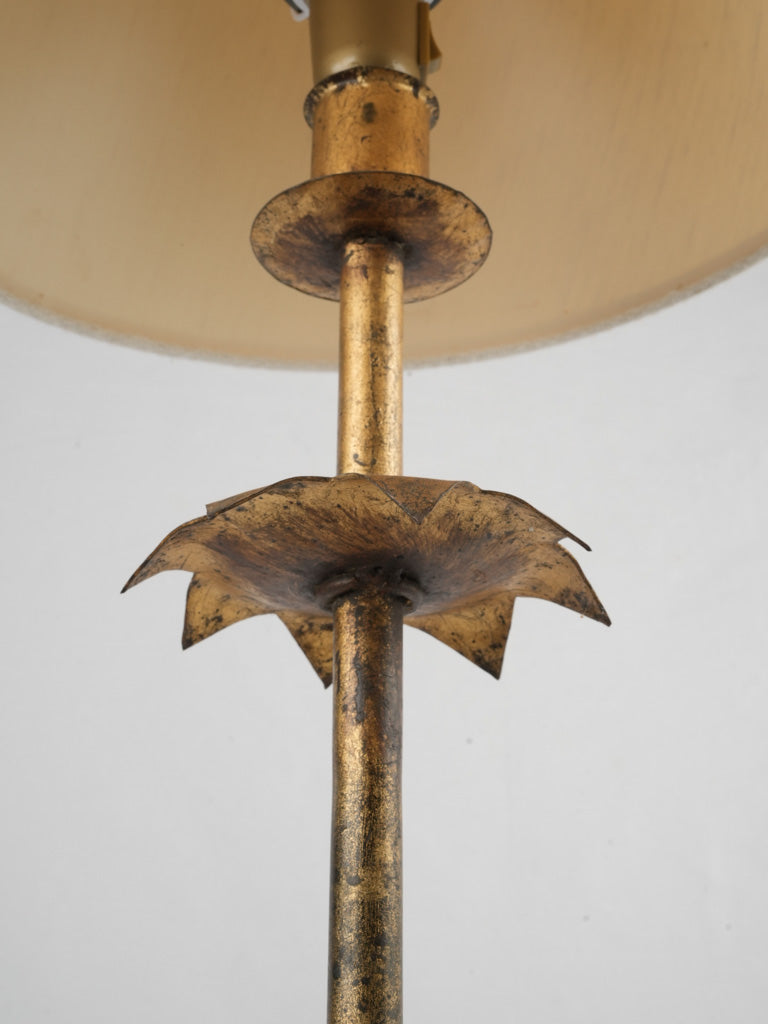 Refined tripod stand gold patina lamp