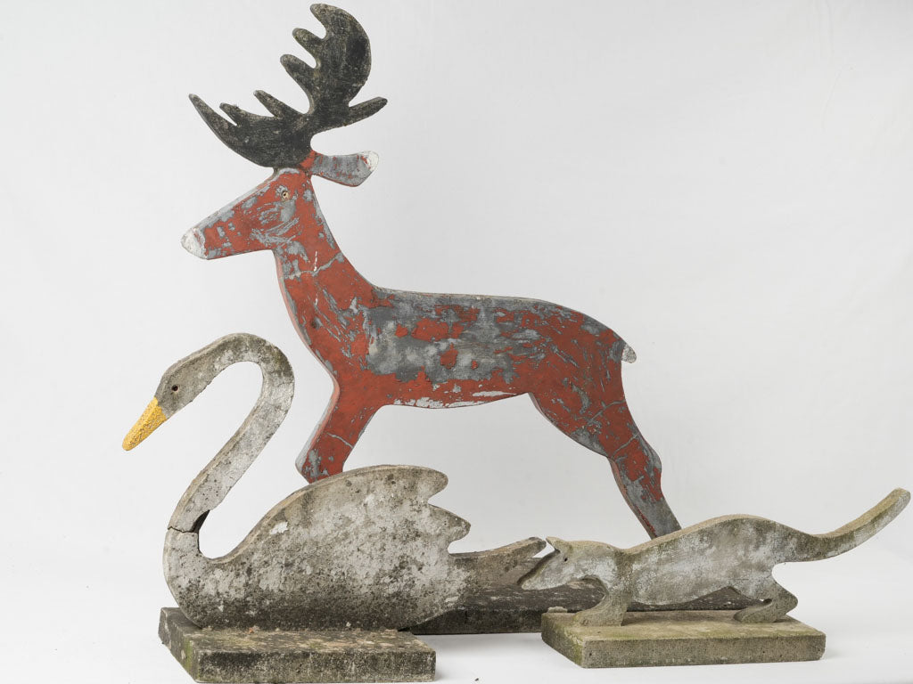 Distressed deer cement garden decor