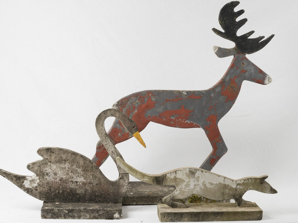 Vintage weasel garden sculpture set