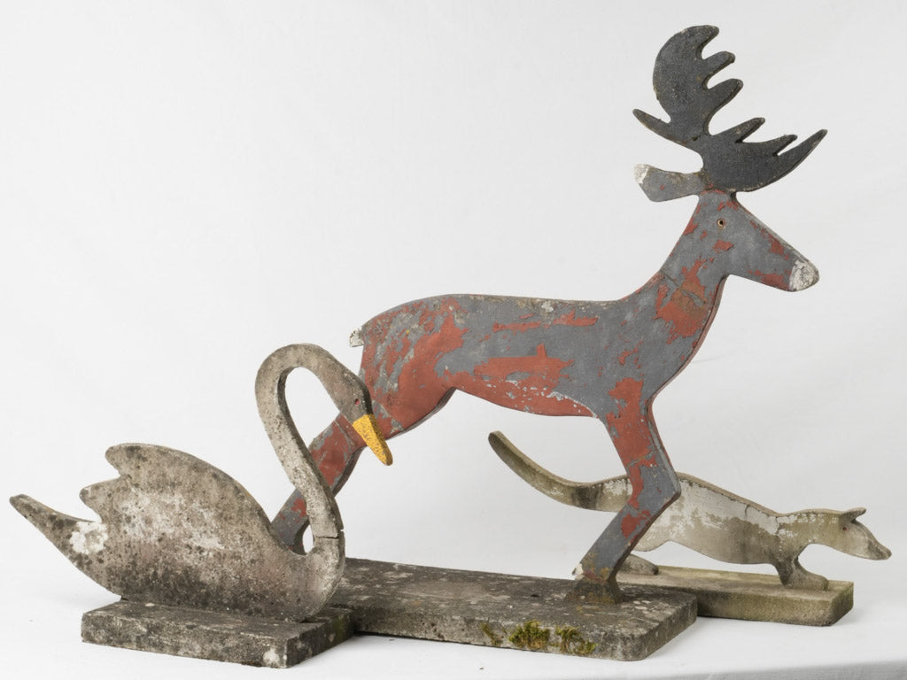 Unique deer aged cement animal figure