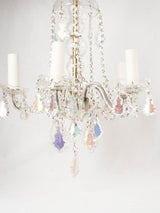 5 light chandelier with iridescent pendants 20"