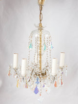 5 light chandelier with iridescent pendants 20"