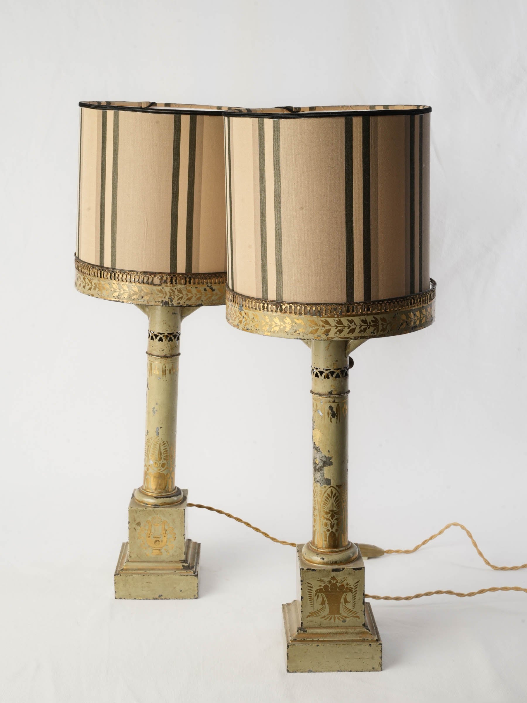 Vintage painted gilt tôle lamps  