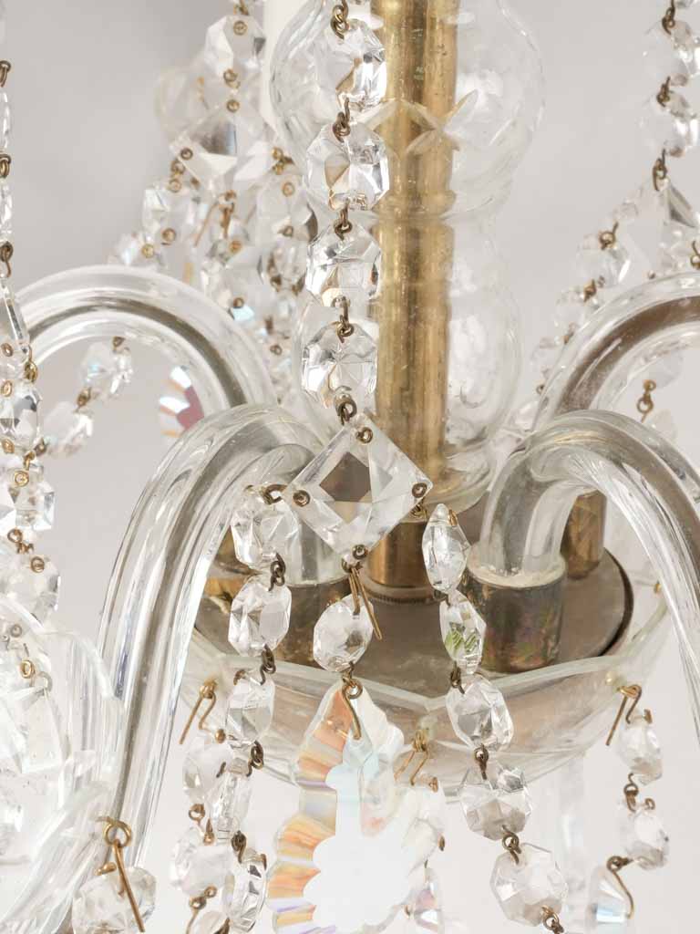 5 light chandelier with iridescent pendants 20"
