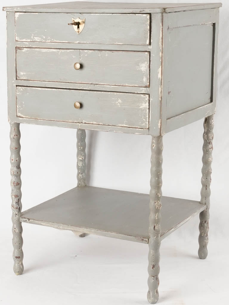 Antique French nightstand with a blue/gray patina 28"