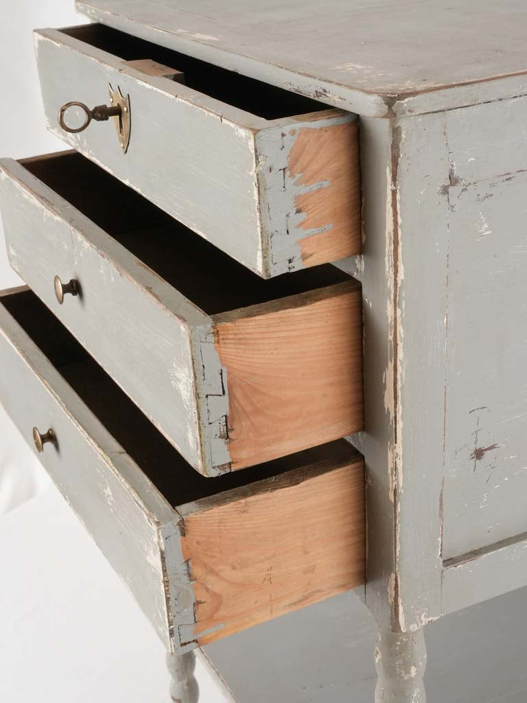 Antique French nightstand with a blue/gray patina 28"