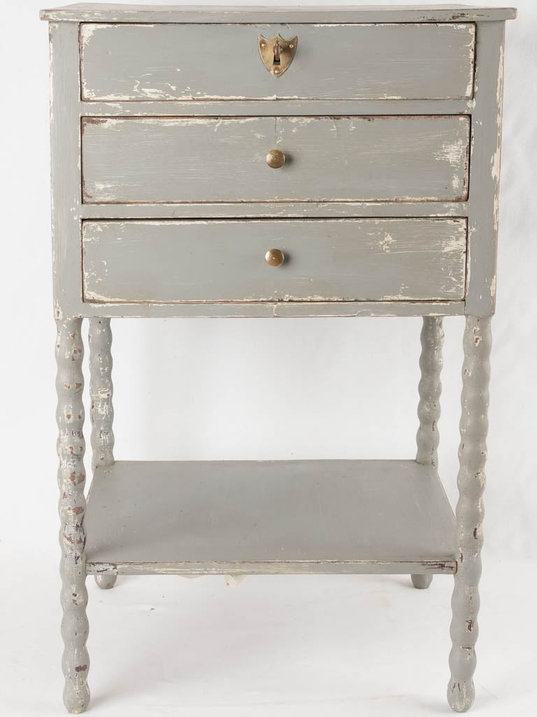 Antique French nightstand with a blue/gray patina 28"