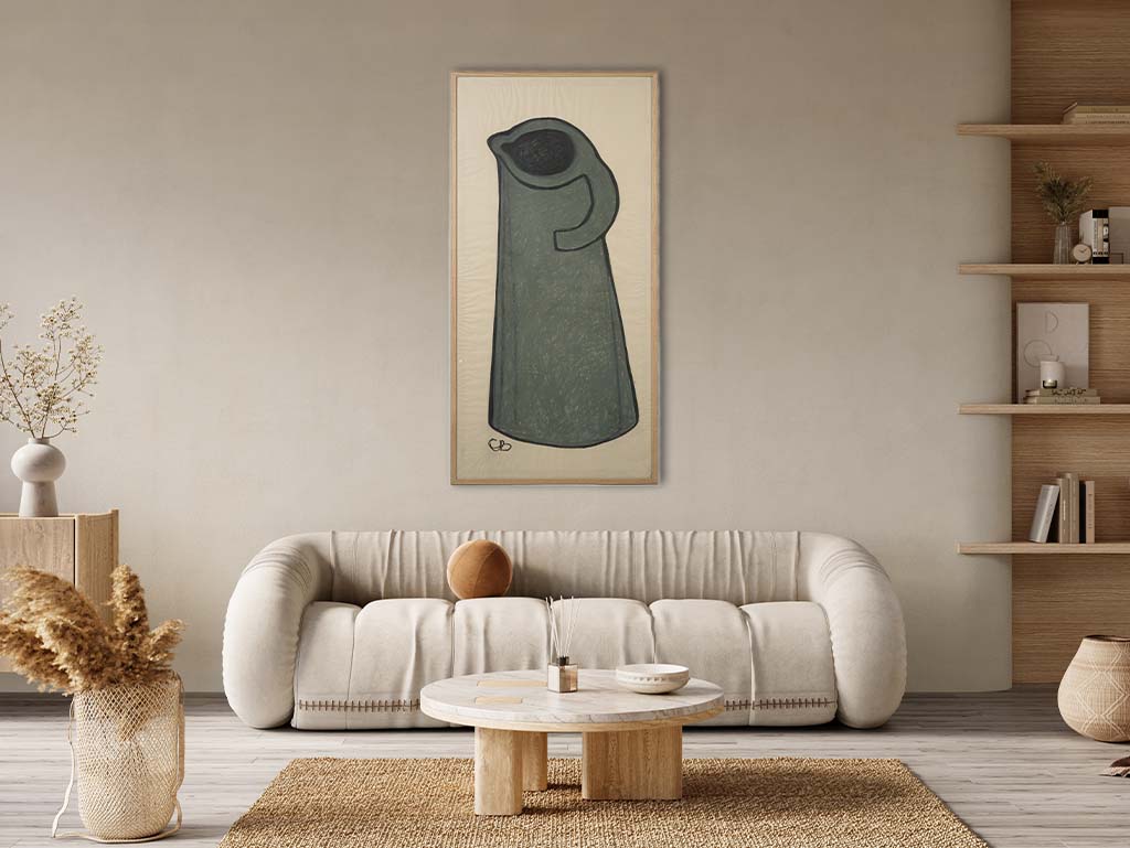 Handcrafted local artist's grey pitcher portrait