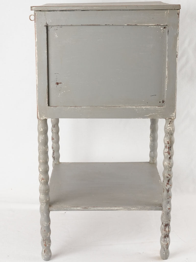 Antique French nightstand with a blue/gray patina 28"