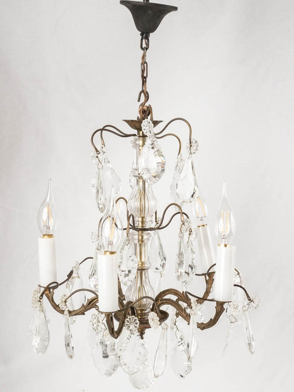 Antique beaded five-arm light fixture