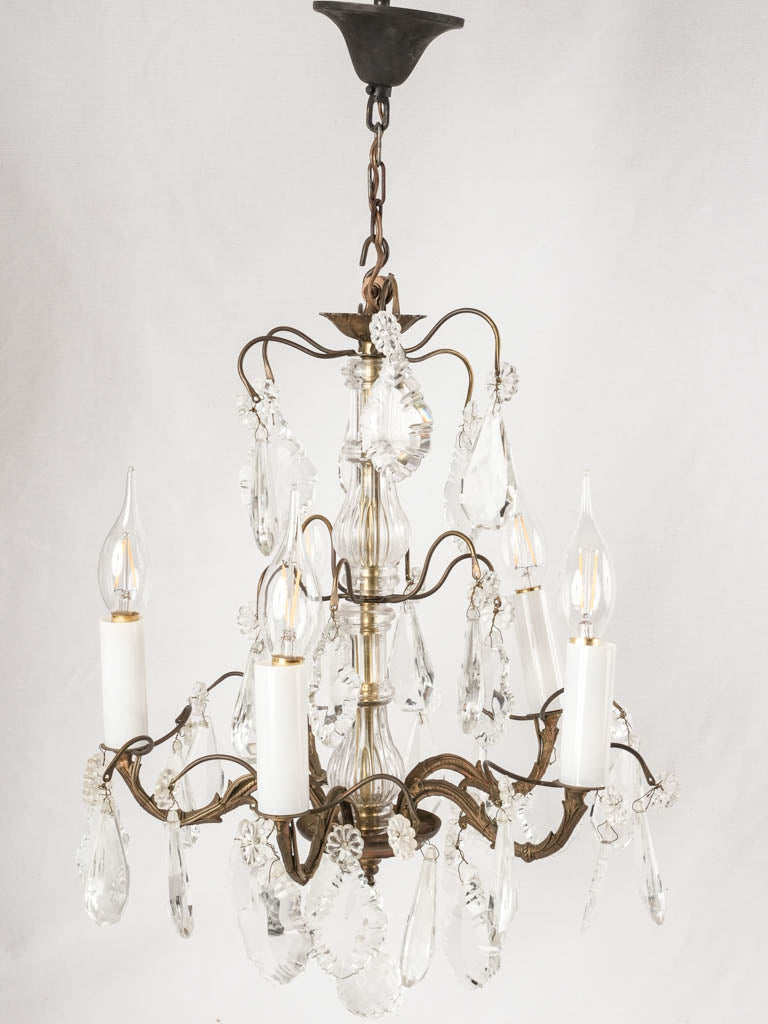Antique French chandelier w/ 5 arms - 1900s - 17¾"