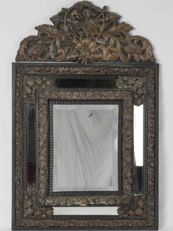 Antique French black parclose mirror