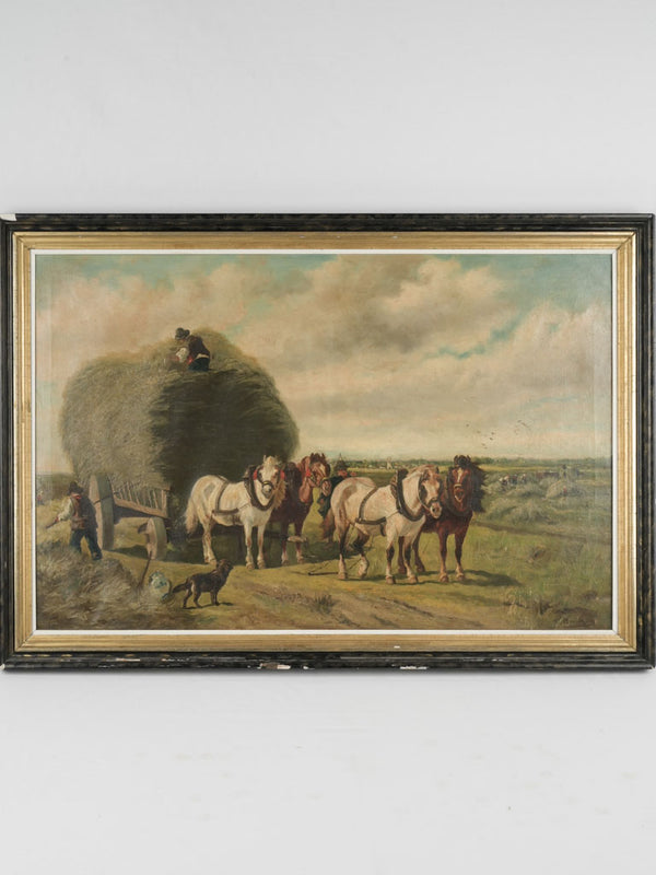 Vintage Flemish oil-on-canvas painting