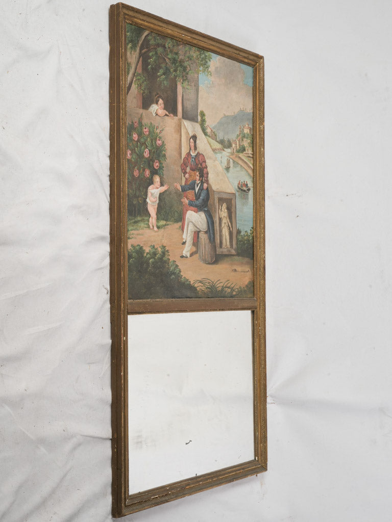 Antique provincial painted panel mirror  