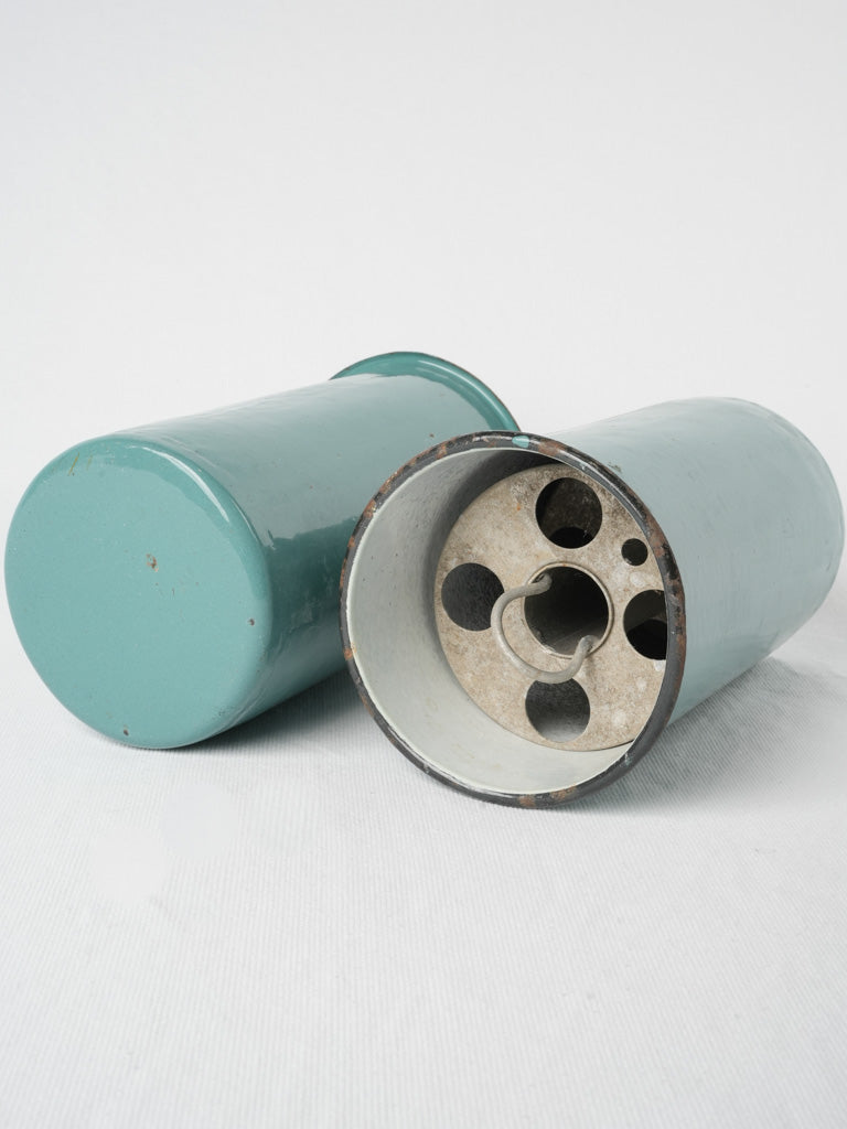Vintage turquoise enamel pots