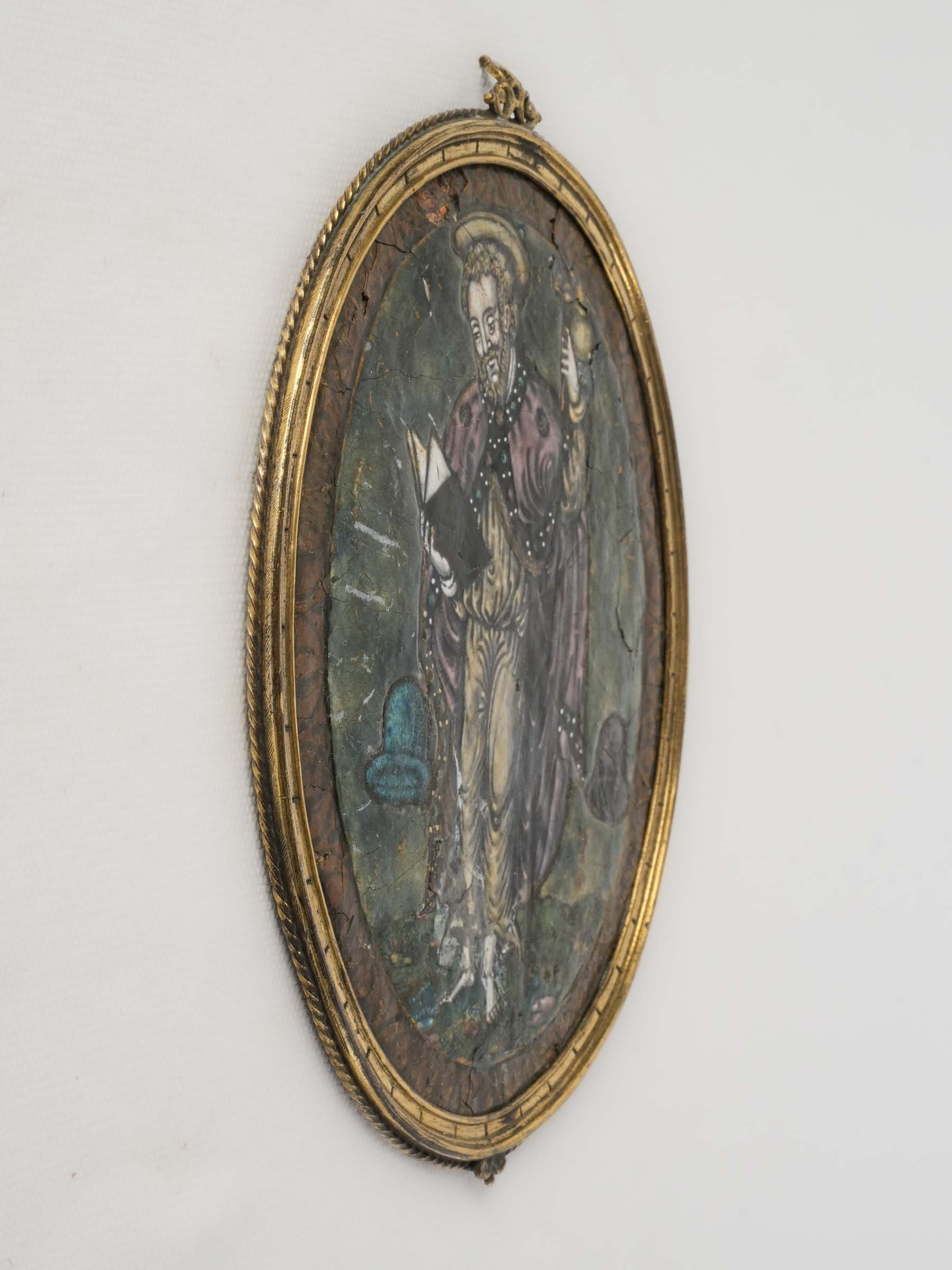 Olive and blue Limoges artwork