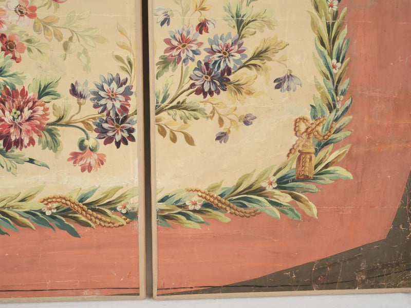 Delicate antique set of patchwork paintings