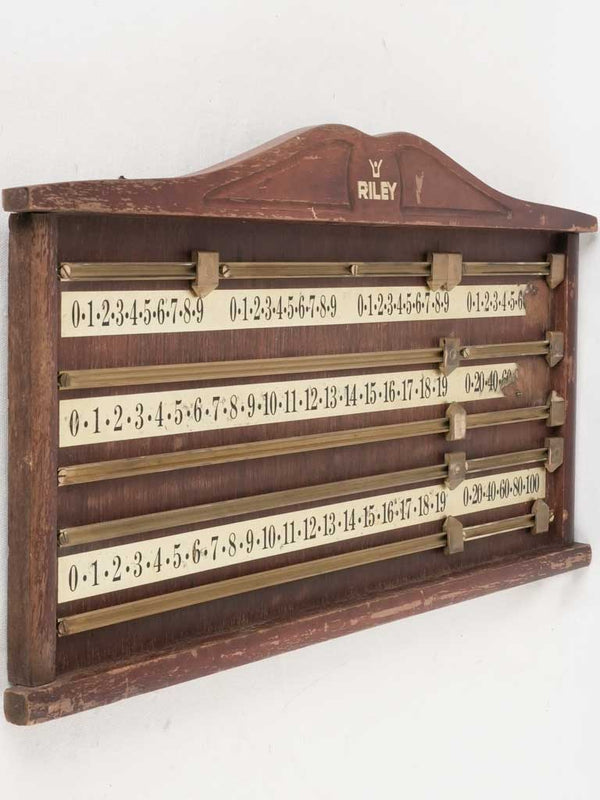 Vintage wooden billiards score board