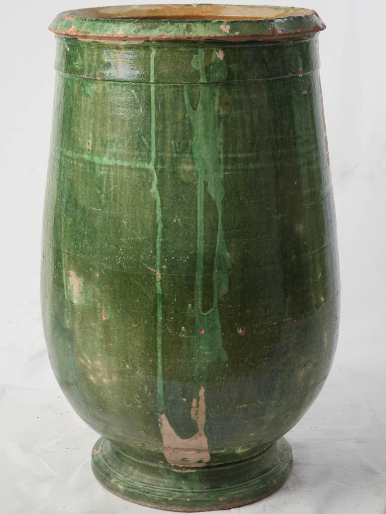Large Green-Glazed Terracotta Olive Jar From Tornac Circa 1900 - 28¾"