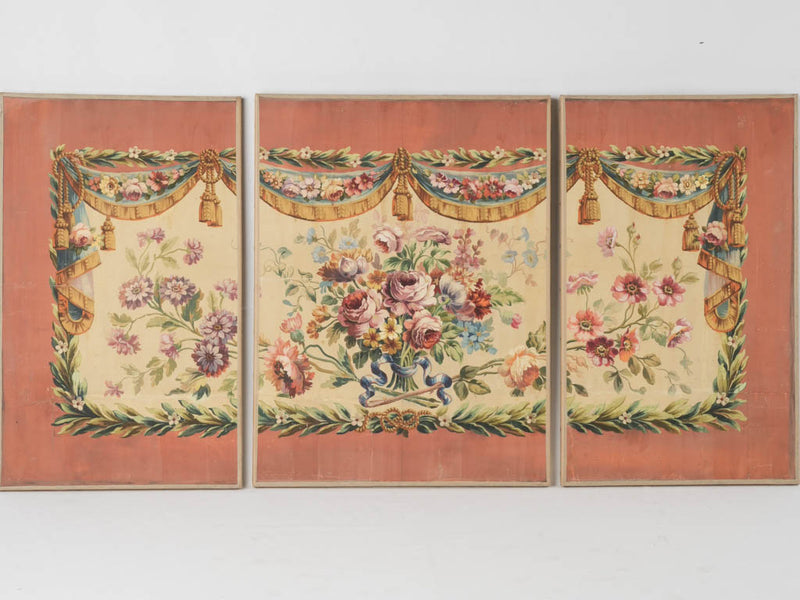 Regal 19th-century artisan tapestry paintings