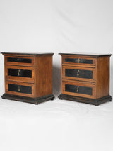 Antique walnut Italian three-drawer nightstands
